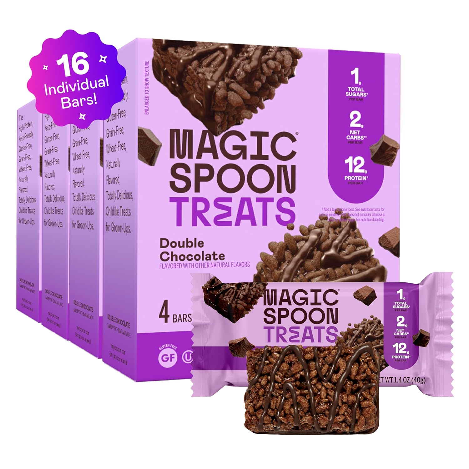 MAGIC SPOON Treats - High Protein, Low Carb, Keto Friendly, Low Sugar, Gluten Free, Crispy Protein Bar Cereal Bar, On-The-Go Healthy Snack (Double Chocolate, 16 Bars) MAGIC SPOON Treats - High Protein, Low Carb, Keto Friendly, Low Sugar, Gluten Free, Crispy Protein Bar Cereal Bar, On-The-Go Healthy Snack (Double Chocolate, 16 Bars)