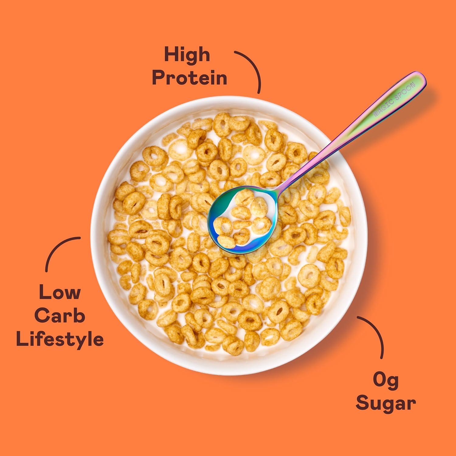Magic Spoon Cereal - Cinnamon Roll 4-Pack of Cereal and Spoon - Keto & Low Carb Lifestyles, Gluten & Grain Free, High Protein, 0g Sugar1