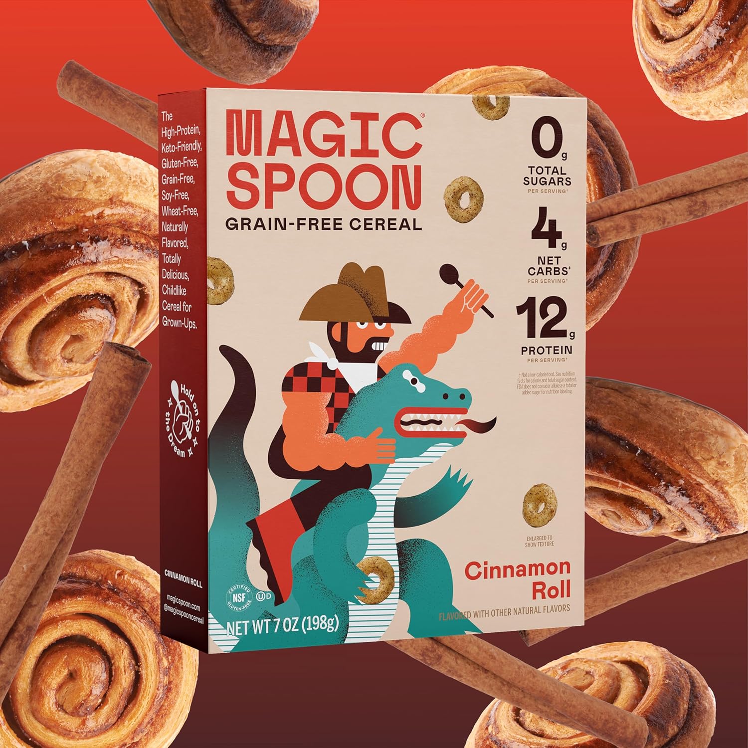 Magic Spoon Cereal - Cinnamon Roll 4-Pack of Cereal and Spoon - Keto & Low Carb Lifestyles, Gluten & Grain Free, High Protein, 0g Sugar6