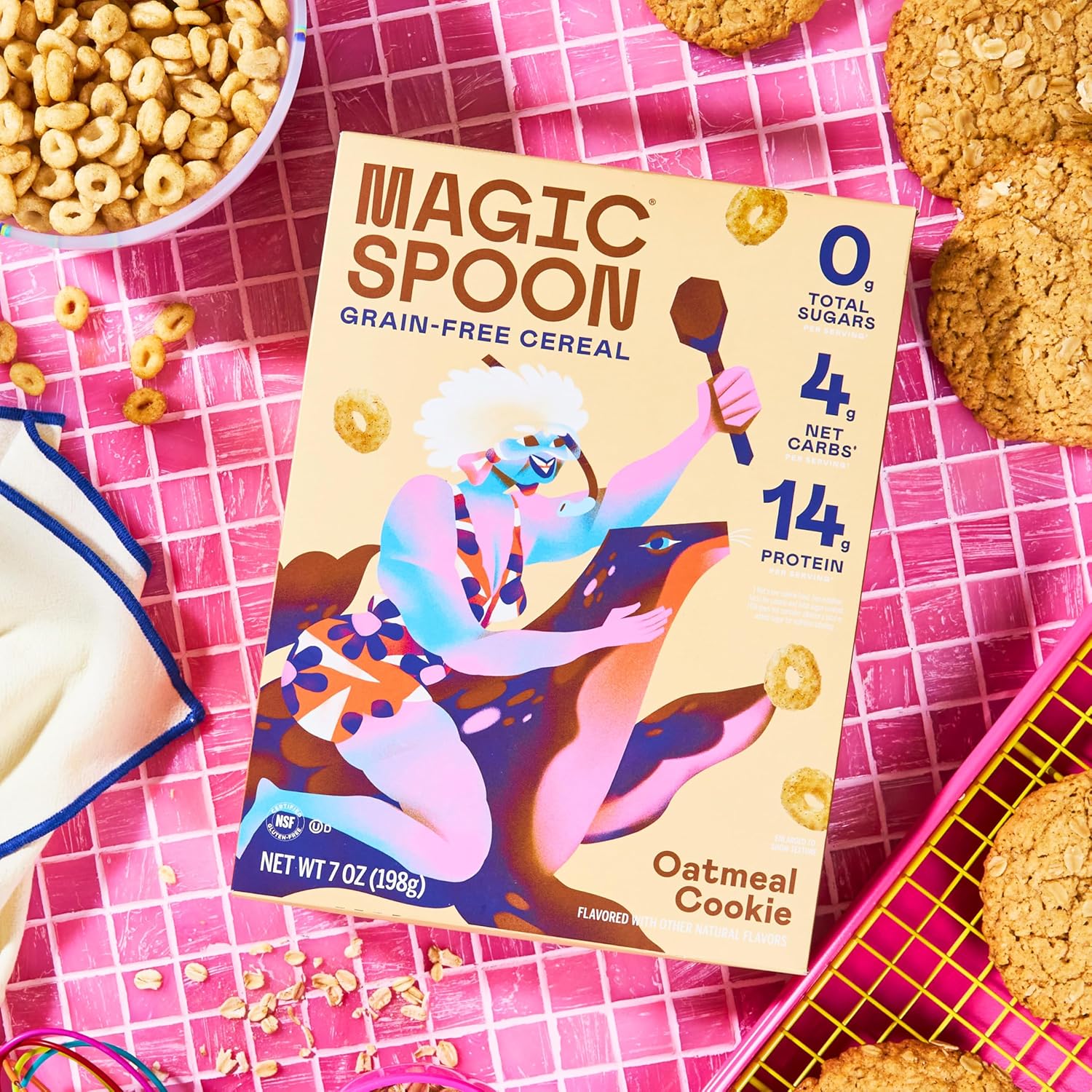 Magic Spoon Cereal - Oatmeal Cookie 4-Pack of Cereal and Spoon - Keto & Low Carb Lifestyles, Gluten & Grain Free, High Protein, 0g Sugar5