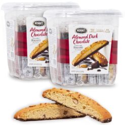 Nonni's Cioccolati Biscotti Italian Cookies - 2 Tubs - Italian Biscotti Cookies - Biscotti Individually Wrapped Cookies w/Premium California Almonds & Dark Chocolate - Kosher Coffee Cookies - 21 oz