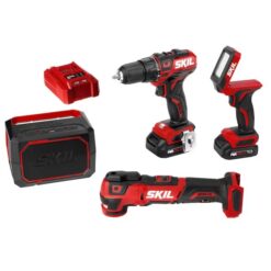 SKIL CB738901 PWR CORE 12-volt 4-Tool Brushless Power Tool Combo Kit (2-Batteries Included and Charger Included)