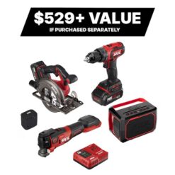 SKIL CB7440-21 PWR CORE 20-volt 4-Tool Brushless Power Tool Combo Kit (2-Batteries Included and Charger Included)