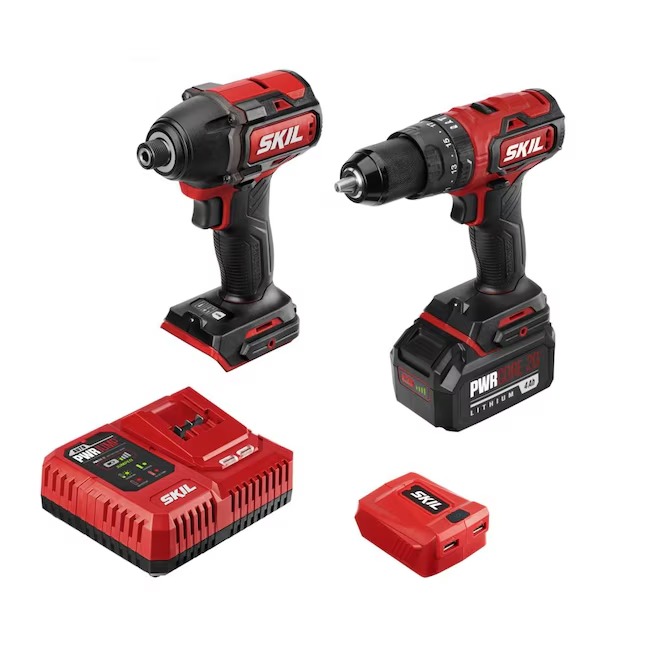 SKIL PWR CORE 20-volt 2-Tool Brushless Power Tool Combo Kit (1-Battery Included and Charger Included)_11zon SKIL CB7487B-11 PWR CORE 20-volt 2-Tool Brushless Power Tool Combo Kit (1-Battery Included and Charger Included)