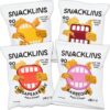 SNACKLINS Plant Based Crisps 4 Flavor Variety - Nacho, BBQ, Teriyaki, Chesapeake Bay - Gluten Free, Grain Free, 100% Kosher, Vegan Healthy Snacks, No Added Sugar Crunchy Puffed Snack Only 90 Calories Per Bag - .9oz Bag (Case of 12)