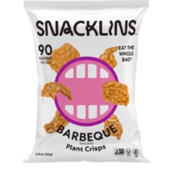 SNACKLINS Plant Based Crisps BARBEQUE - Gluten Free, Grain Free, 100% Kosher, Vegan Healthy Snacks, Crunchy Puffed Snack, Only 100 Calories Per Bag (Case of 24)
