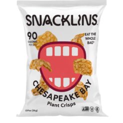SNACKLINS Plant Based Crisps CHESAPEAKE BAY - Gluten Free, Grain Free, 100% Kosher, Vegan Healthy Snacks, Crunchy Puffed Snack, Only 90 Calories Per Bag - .9oz Bag (Case of 12)