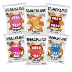 SNACKLINS Plant Based Crisps, Low Calorie Snacks, Vegan, Gluten-Free, Grain-Free, Healthy, Crunchy, Puffed Snack - .9oz Bag (Case of 48)