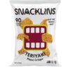 SNACKLINS Plant Based Crisps TERIYAKI - Gluten Free, Grain Free, 100% Kosher, Vegan Healthy Snacks, Crunchy Puffed Snack, Only 90 Calories Per Bag - .9oz Bag (Case of 12)