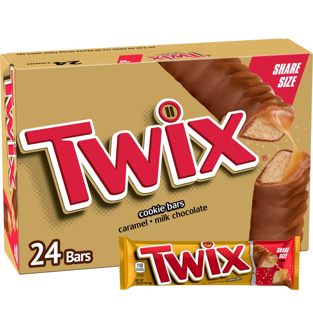 TWIX Caramel Chocolate Cookie Candy Bar Bulk Pack, Share Size, 3.02 oz Bar (Pack of 24) TWIX Caramel Chocolate Cookie Candy Bar Bulk Pack, Share Size, 3.02 oz Bar (Pack of 24)