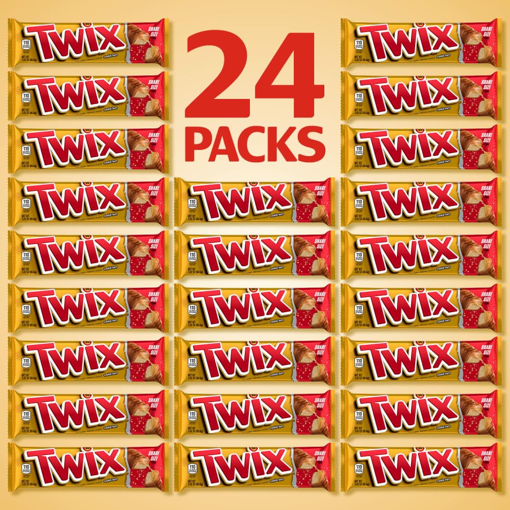 TWIX Caramel Chocolate Cookie Candy Bar Bulk Pack, Share Size, 3.02 oz Bar (Pack of 24)2