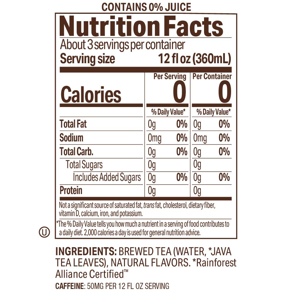 Tejava Lemon Flavored Unsweetened Black Tea, Non-GMO Verified, Rainforest Alliance Certified, Glass Bottles, 1 Liter, 12 Pack0