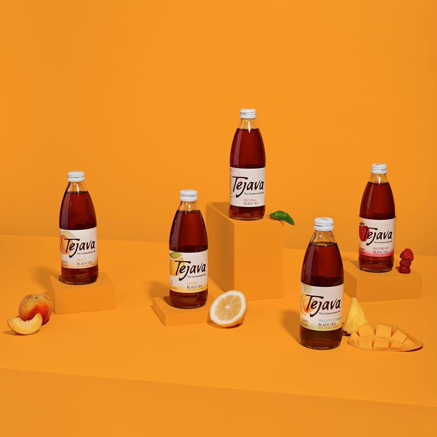 Tejava Lemon Flavored Unsweetened Black Tea, Non-GMO Verified, Rainforest Alliance Certified, Glass Bottles, 1 Liter, 12 Pack8