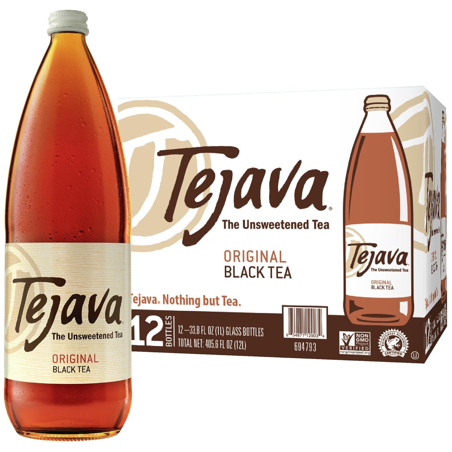 Tejava Original Unsweetened Black Iced Tea, 12 Pack, 1 Liter Glass Bottles, Non-GMO, Kosher, No Sugar or Sweeteners, No calories, No Preservatives, Brewed in Small Batches Tejava Original Unsweetened Black Iced Tea, 12 Pack, 1 Liter Glass Bottles, Non-GMO, Kosher, No Sugar or Sweeteners, No calories, No Preservatives, Brewed in Small Batches