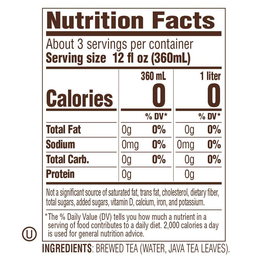 Tejava Original Unsweetened Black Iced Tea, 12 Pack, 1 Liter Glass Bottles, Non-GMO, Kosher, No Sugar or Sweeteners, No calories, No Preservatives, Brewed in Small Batches5