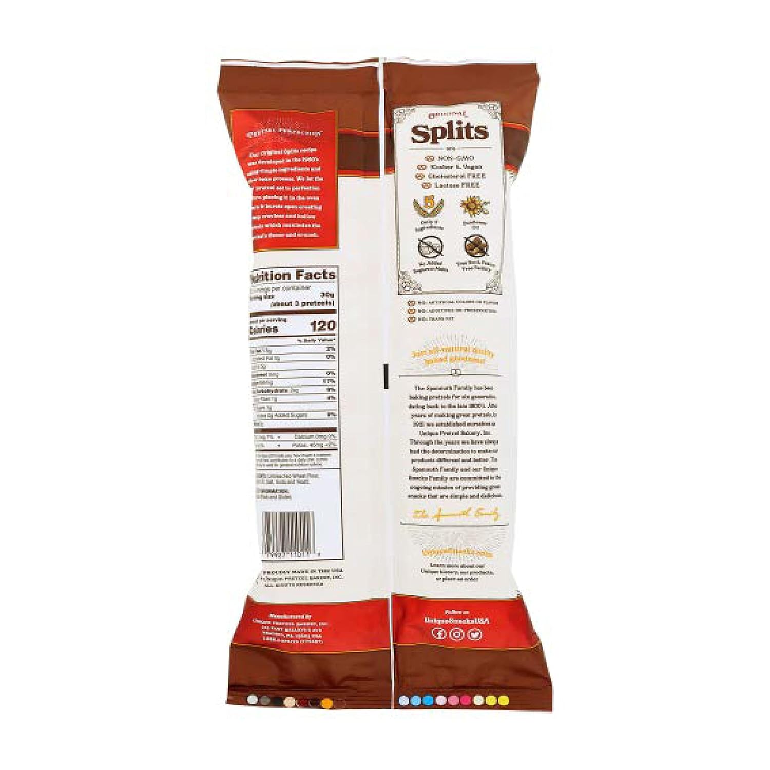 Unique Snacks Original Splits Pretzels, Delicious Homestyle Baked Snack Bag, OU Kosher, and Non-GMO Food, No Artificial Flavor, 11 Oz. Bag, Pack of 121