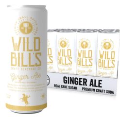 Wild Bill's Ginger Ale Soda Classic Craft Soda Pop Soft Drinks, Sodas Made with Pure Cane Sugar, Caffeine Free, NO High Fructose Corn Syrup, Gluten Free, Vegan, Low Sodium, 12 Oz 12 Pack