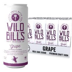 Wild Bill's Grape Soda Classic Craft Soda Pop Soft Drinks, Sodas Made with Pure Cane Sugar, Caffeine Free, NO High Fructose Corn Syrup, Gluten Free, Vegan, Low Sodium, 12 Oz 12 Pack