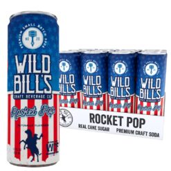 Wild Bill's Rocket Pop Soda Classic Craft Soda Pop Soft Drinks, Sodas Made with Pure Cane Sugar, Caffeine Free, NO High Fructose Corn Syrup, Gluten Free, Vegan, Low Sodium, 12 Oz 12 Pack