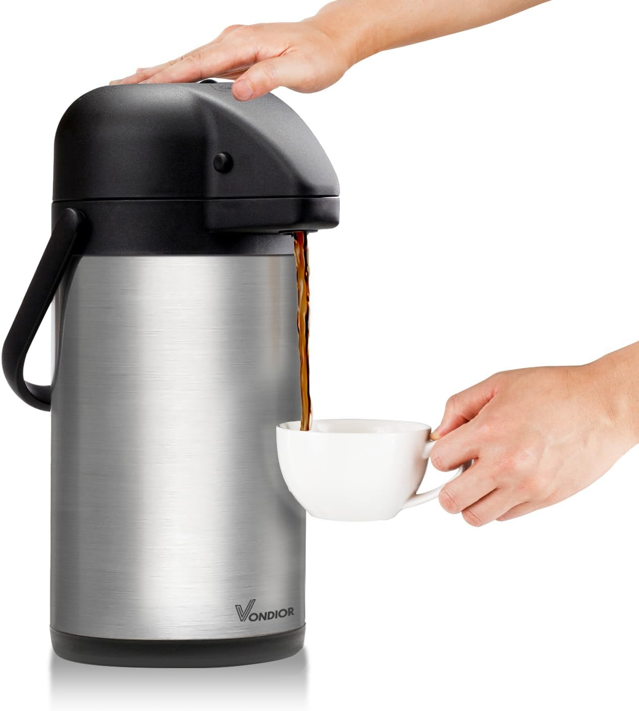64 Oz Airpot Coffee Dispenser with Pump, Insulated Thermal Coffee Carafe - Stainless Steel Hot Beverage Dispenser - Thermos Urn for Hot Cold Water, Drink Dispenser for Parties 64 Oz Airpot Coffee Dispenser with Pump, Insulated Thermal Coffee Carafe - Stainless Steel Hot Beverage Dispenser - Thermos Urn for Hot/Cold Water, Drink Dispenser for Parties
