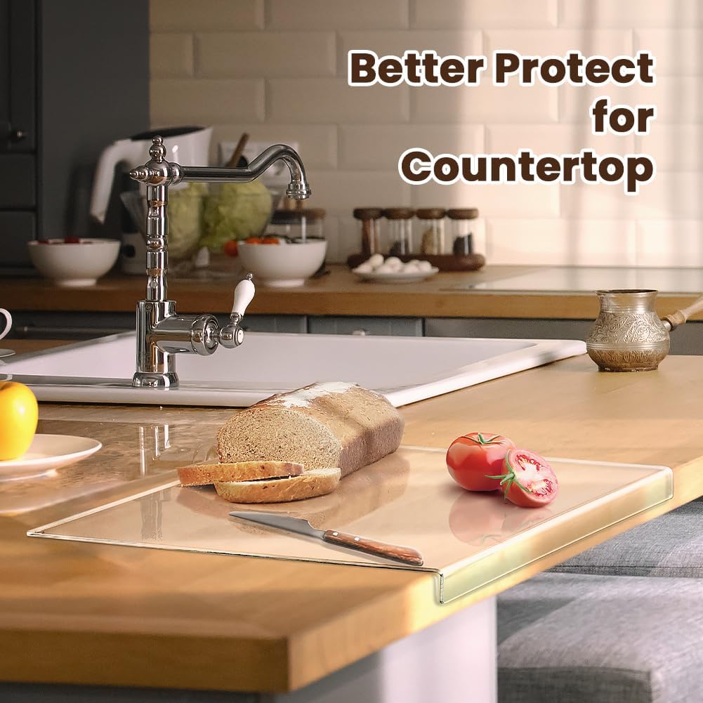 Acrylic Large Cutting Board with Juice Groove, 24x18 Inch Clear Cutting Board with Counter Lip, Non Slip Cutting Mat for Kitchen, Table Protector, Mothers Day Gifts for Mom3