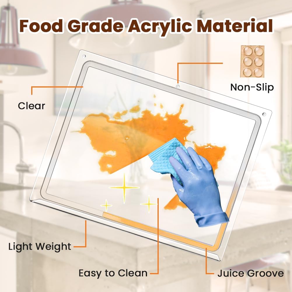Acrylic Large Cutting Board with Juice Groove, 24x18 Inch Clear Cutting Board with Counter Lip, Non Slip Cutting Mat for Kitchen, Table Protector, Mothers Day Gifts for Mom6