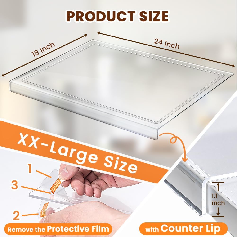 Acrylic Large Cutting Board with Juice Groove, 24x18 Inch Clear Cutting Board with Counter Lip, Non Slip Cutting Mat for Kitchen, Table Protector, Mothers Day Gifts for Mom8
