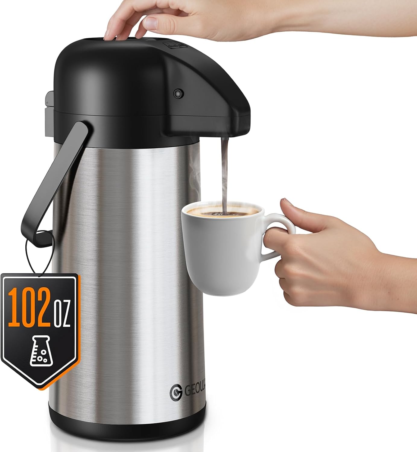 Airpot Coffee Carafe for Keeping Hot - 102 OZ 3L Large Coffee Dispenser with Pump - Insulated Stainless Steel Thermos Urn for Hot Drinks Water Tea Chocolate - Thermal Beverage Dispenser for Parties Airpot Coffee Carafe for Keeping Hot - 102 OZ/ 3L Large Coffee Dispenser with Pump - Insulated Stainless Steel Thermos Urn for Hot Drinks Water Tea Chocolate - Thermal Beverage Dispenser for Parties