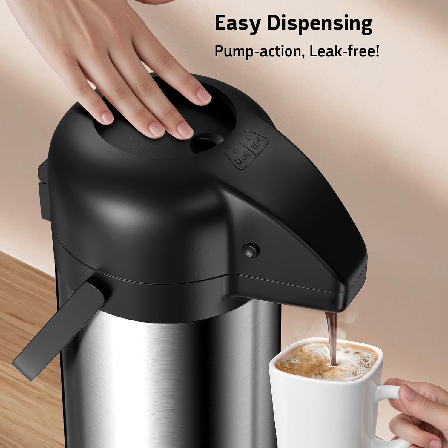Airpot Coffee Carafe for Keeping Hot - 102 OZ 3L Large Coffee Dispenser with Pump - Insulated Stainless Steel Thermos Urn for Hot Drinks Water Tea Chocolate - Thermal Beverage Dispenser for Parties1
