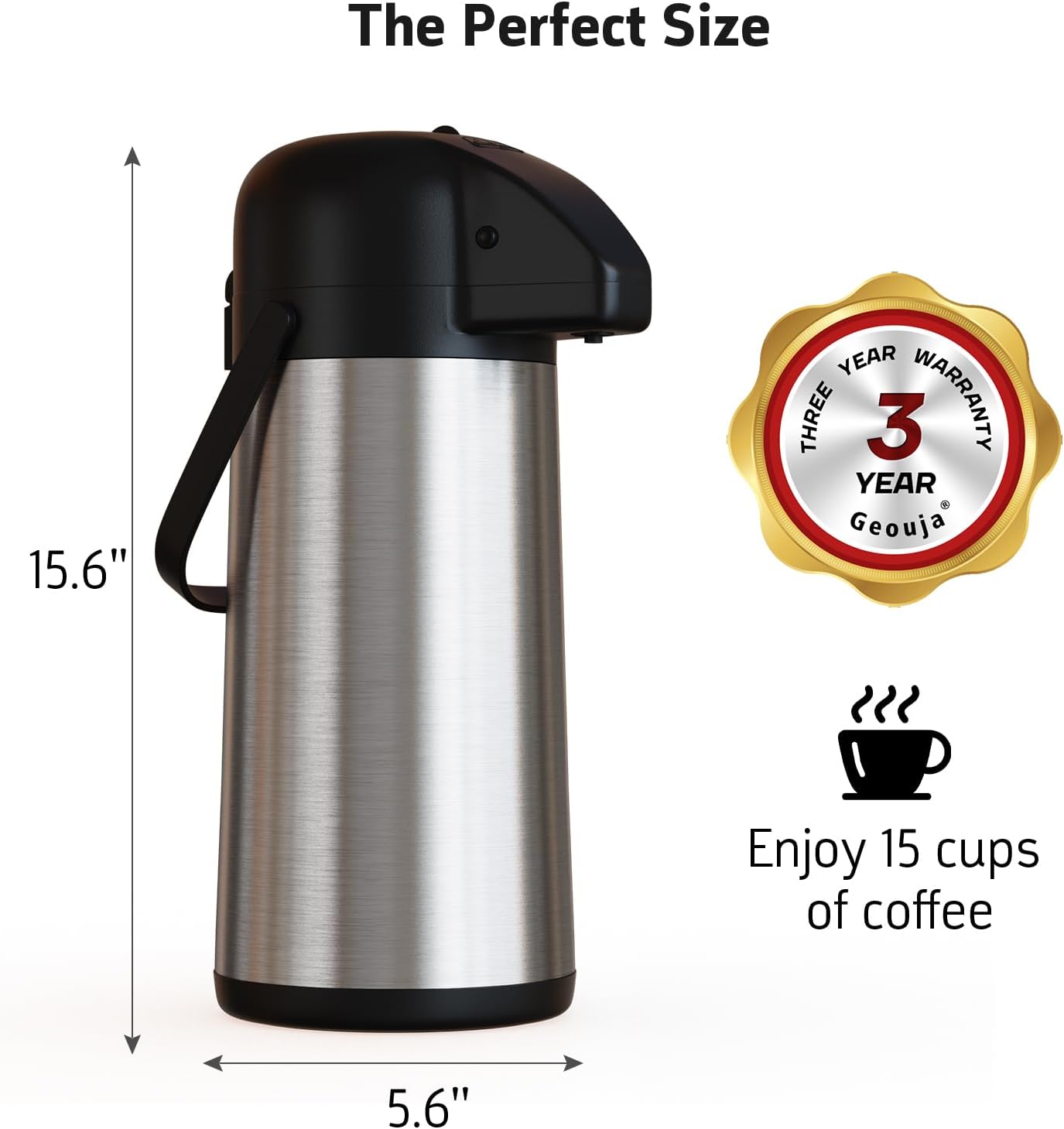 Airpot Coffee Carafe for Keeping Hot - 102 OZ 3L Large Coffee Dispenser with Pump - Insulated Stainless Steel Thermos Urn for Hot Drinks Water Tea Chocolate - Thermal Beverage Dispenser for Parties9
