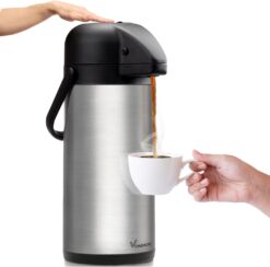Airpot Coffee Dispenser with Pump - 102 oz Insulated Stainless Steel Coffee Carafe - Thermal Beverage Dispenser - Thermos Urn for Hot/Cold Water, Party Chocolate Drinks