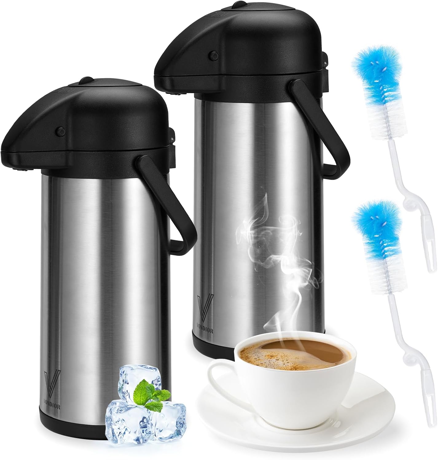 Airpot Coffee Dispenser with Pump - 2Pcs 102 oz Insulated Stainless Steel Coffee Carafe - Thermal Beverage Dispenser - Thermos Urn for Hot Cold Water, Party Chocolate Drinks Airpot Coffee Dispenser with Pump - 2Pcs 102 oz Insulated Stainless Steel Coffee Carafe - Thermal Beverage Dispenser - Thermos Urn for Hot/Cold Water, Party Chocolate Drinks