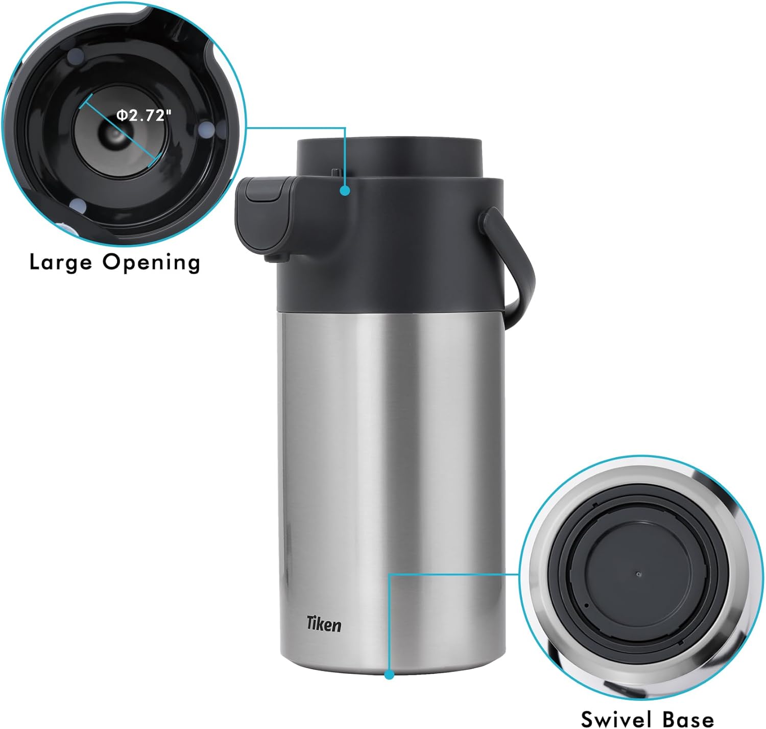 Airpot Coffee Dispenser with Pump - Coffee Carafes for Keeping Hot - Beverage Dispenser - 135oz 4L Thermal Coffee Carafe for Hot Liquids - Stainless Steel Insulated Coffee Thermos Carafe5