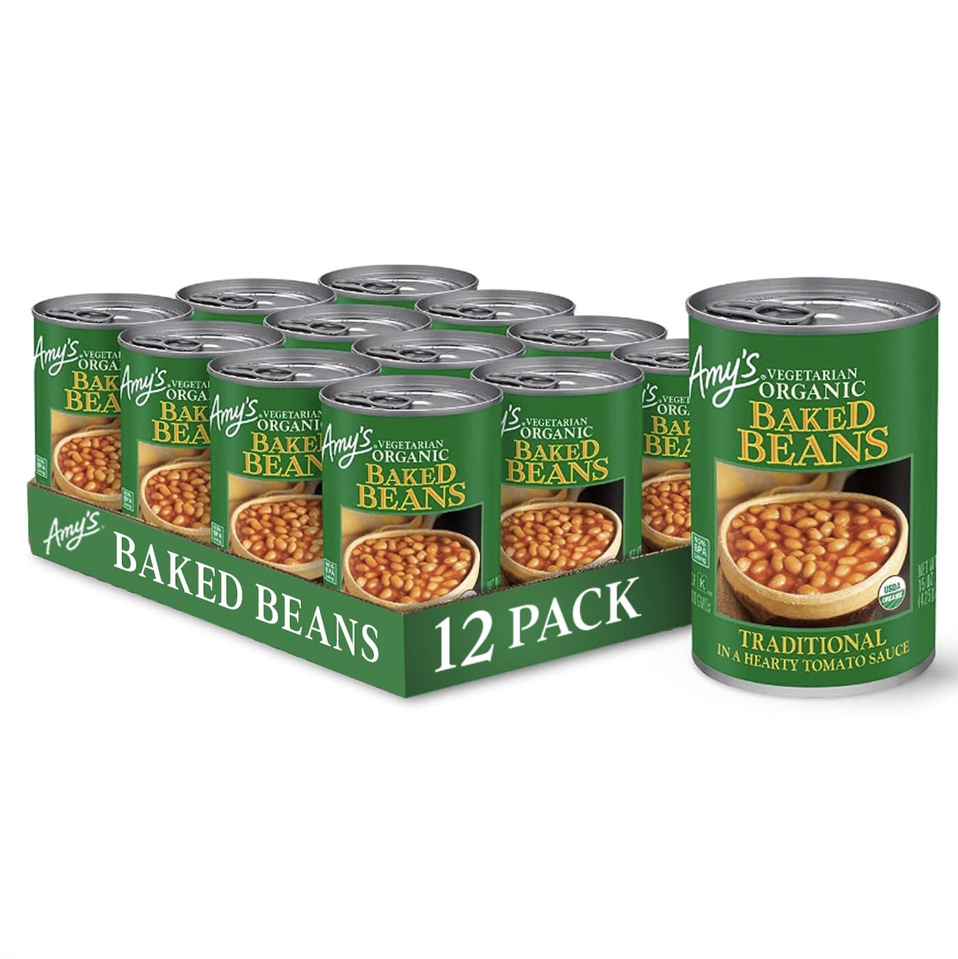 Amy's Organic Baked Beans Canned, Traditional, Vegan Gluten Free, Vegetarian, 15.4 Oz (12 Pack) Amy's Organic Baked Beans Canned, Traditional, Vegan Gluten Free, Vegetarian, 15.4 Oz (12 Pack)