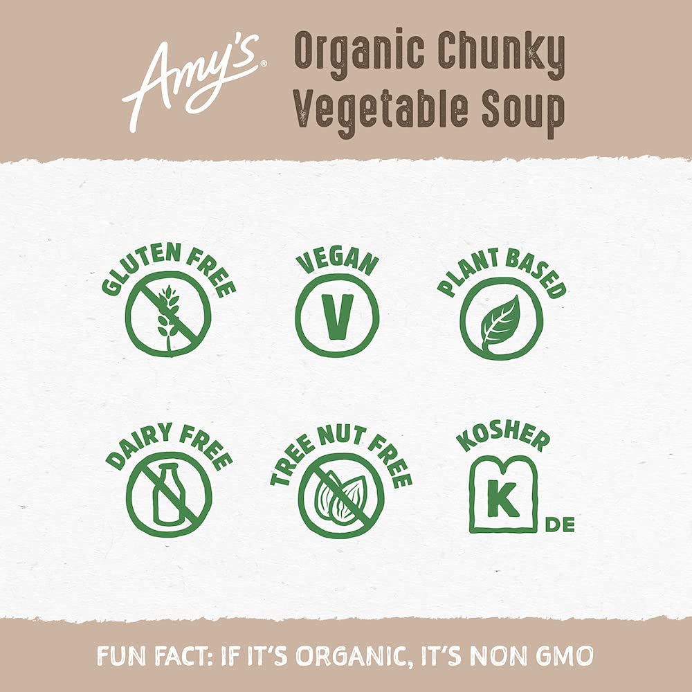 Amy’s Soup, Vegan Chunky Vegetable Soup, Gluten Free, Made with Organic Vegetables, Canned Soup, 14.3 Oz (12 Pack)3