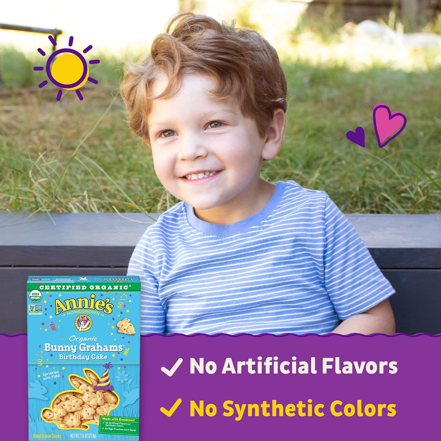 Annie's Homegrown Organic Birthday Cake Whole Grain Bunny Graham Snacks, 7.5 oz (Pack of 12)2