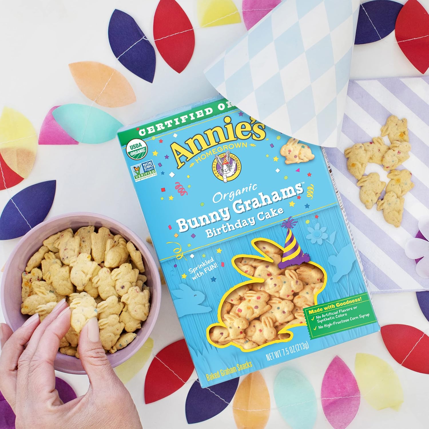 Annie's Homegrown Organic Birthday Cake Whole Grain Bunny Graham Snacks, 7.5 oz (Pack of 12)3