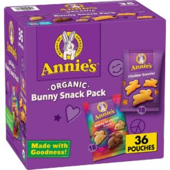 Annie’s Organic, Snack Variety Pack, Cheddar Bunnies and Bunny Grahams, 1 oz, 36 ct