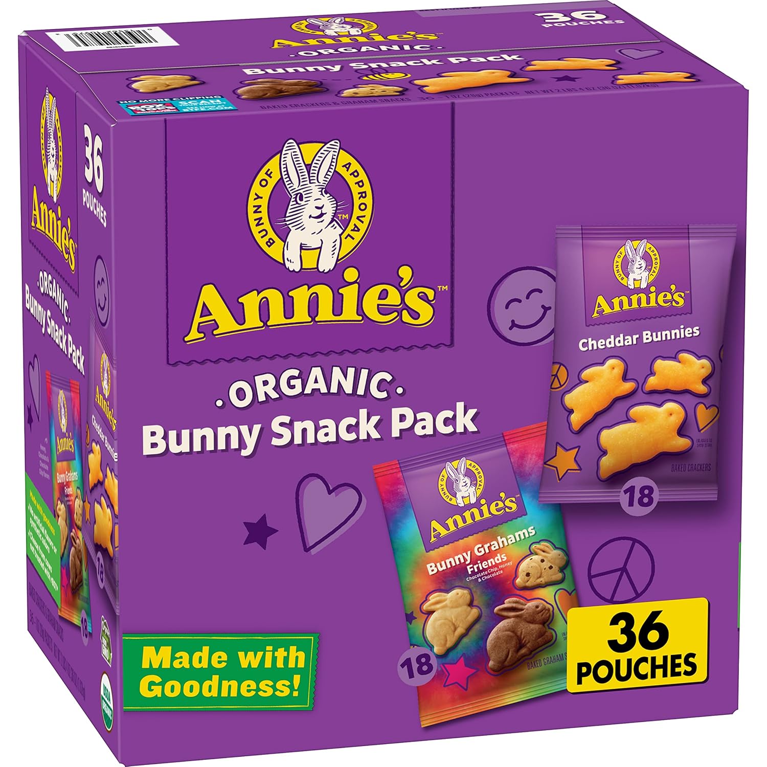 Annie’s Organic, Snack Variety Pack, Cheddar Bunnies and Bunny Grahams, 1 oz, 36 ct Annie’s Organic, Snack Variety Pack, Cheddar Bunnies and Bunny Grahams, 1 oz, 36 ct