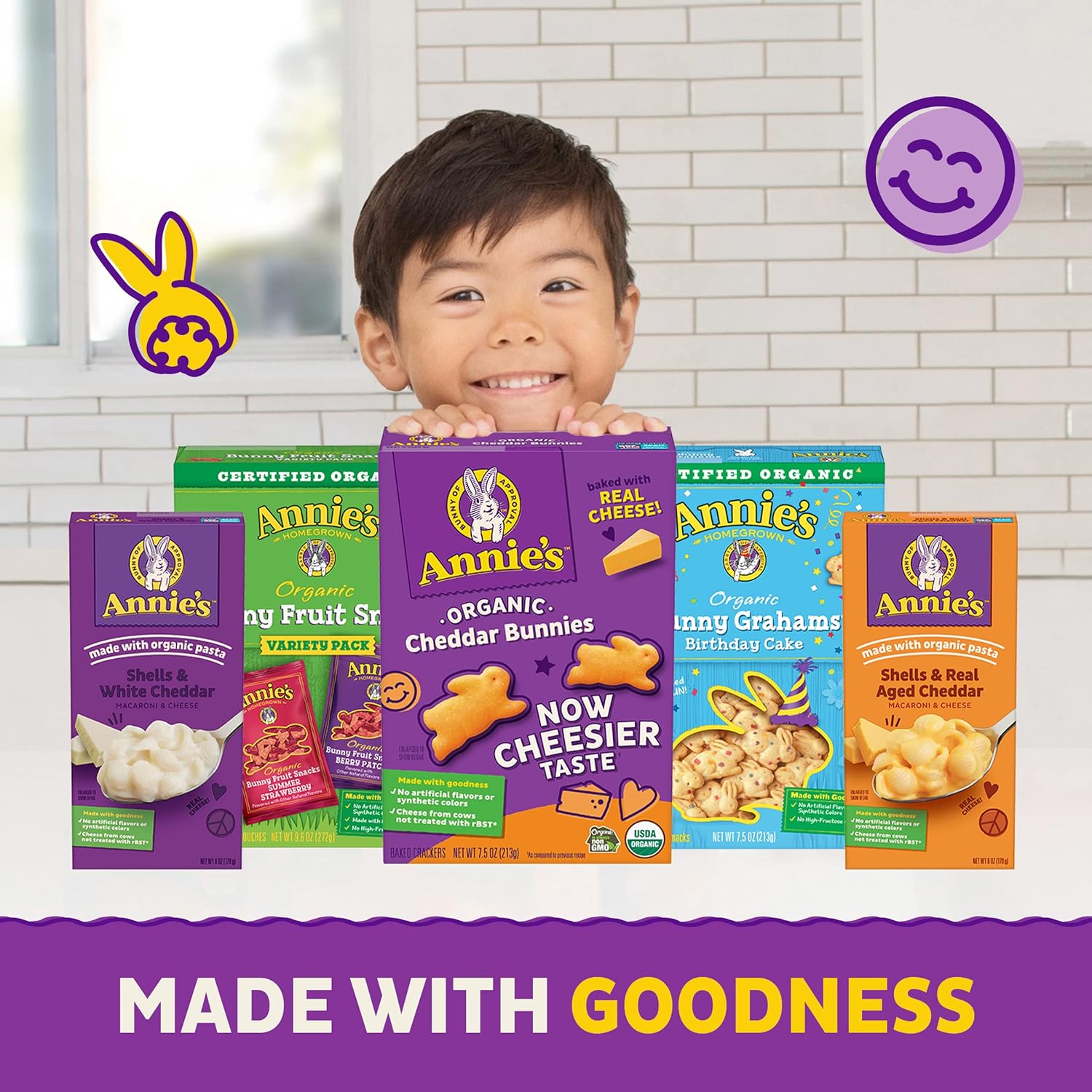 Annie’s Organic, Snack Variety Pack, Cheddar Bunnies and Bunny Grahams, 1 oz, 36 ct0