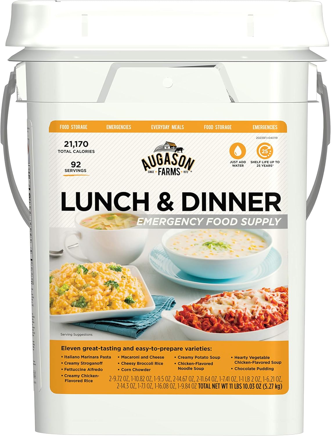 Augason Farms Lunch and Dinner Variety Pail Emergency Food Supply 4-Gallon Pail Augason Farms Lunch and Dinner Variety Pail Emergency Food Supply 4-Gallon Pail