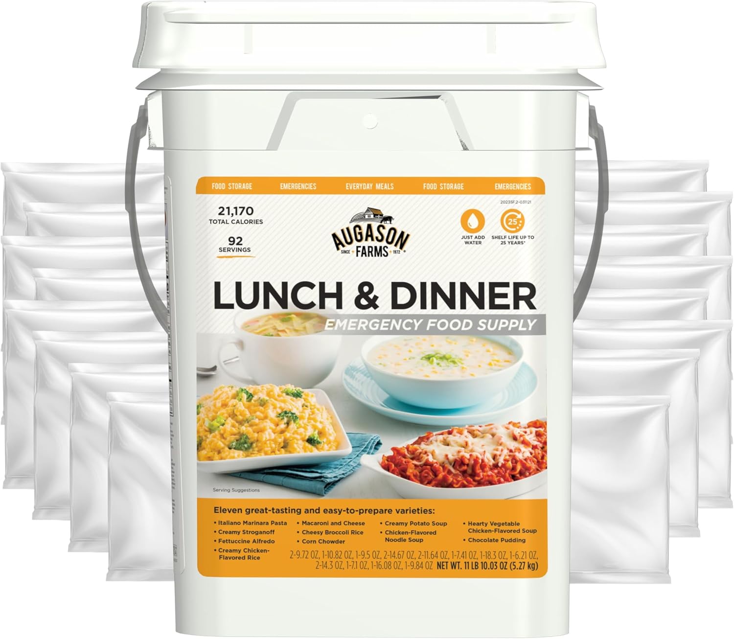 Augason Farms Lunch and Dinner Variety Pail Emergency Food Supply 4-Gallon Pail34
