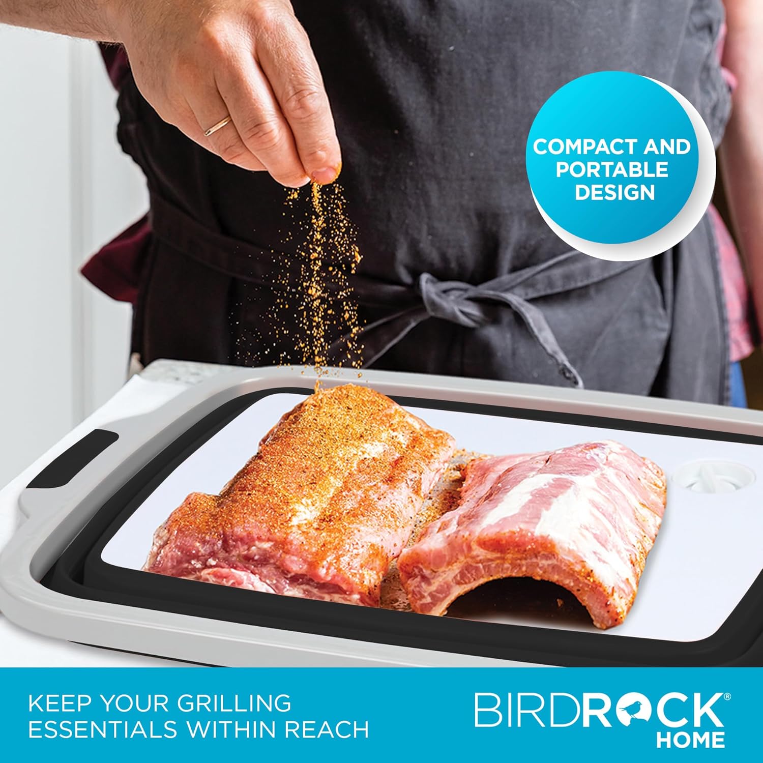 BIRDROCK HOME Collapsible Large BBQ Prep Tub & BBQ Resting Bag - Multi-Function Grill Caddy w Colander & Lid, Portable Silicone Dish Bowl for Picnic, Tailgate, Camping1