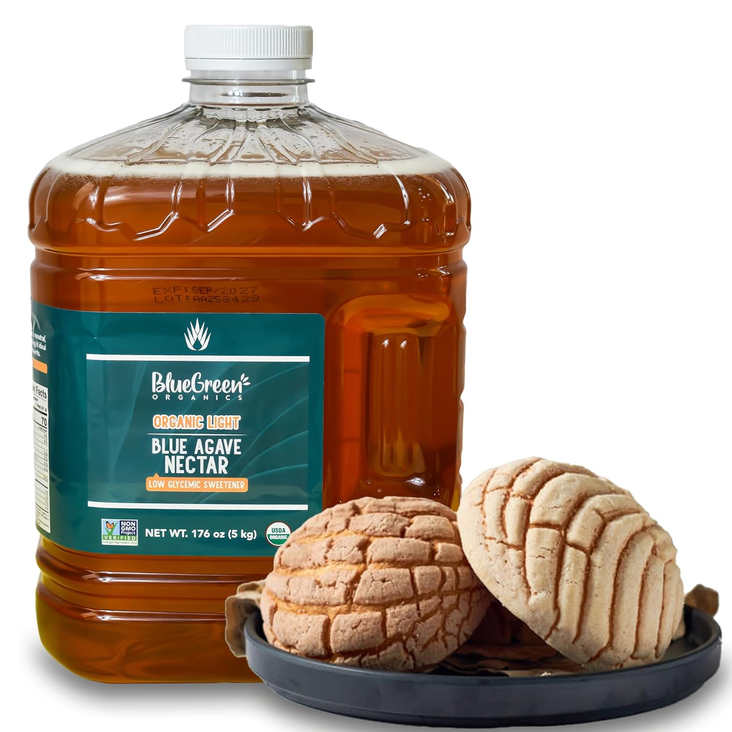 BLUE GREEN ORGANICS, Agave syrup, Agave gallon, Agave, Gluten Free, Organic, Sweetener, teas, coffees, pancakes or any baked good, Family-friendly, Sugar substitute, Light, 176 Oz BLUE GREEN ORGANICS, Agave syrup, Agave gallon, Agave, Gluten Free, Organic, Sweetener, teas, coffees, pancakes or any baked good, Family-friendly, Sugar substitute, Light, 176 Oz