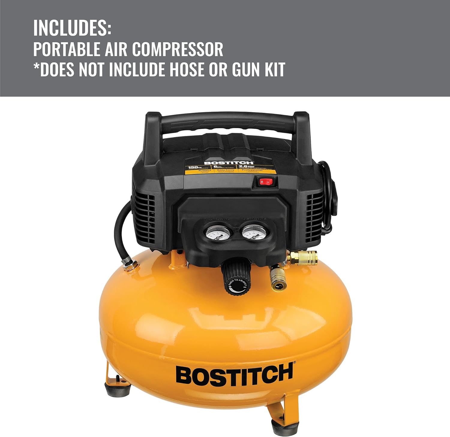 BOSTITCH Air Compressor Kit, Oil-Free, 6 Gallon, 150 PSI (BTFP02012-WPK)1
