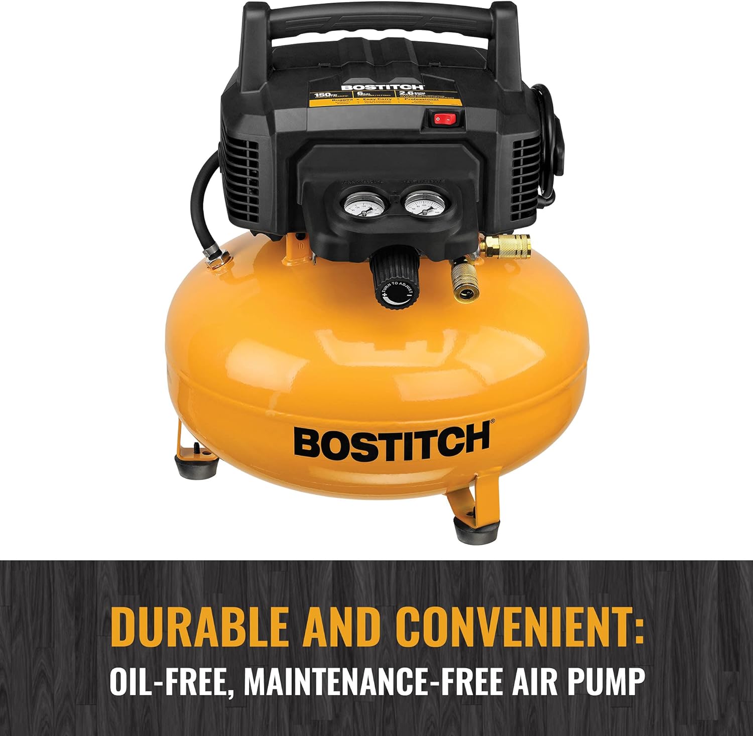 BOSTITCH Air Compressor Kit, Oil-Free, 6 Gallon, 150 PSI (BTFP02012-WPK)5