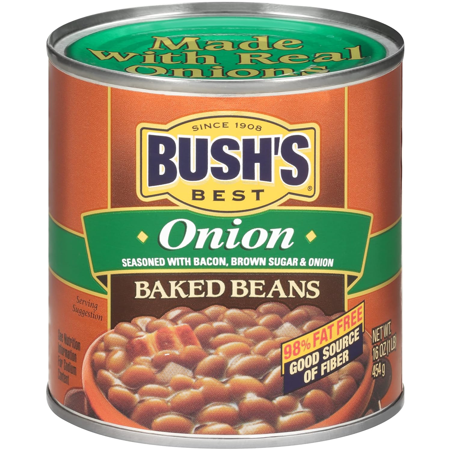 BUSH'S BEST 16 oz Canned Onion Baked Beans, Source of Plant Based Protein and Fiber, Low Fat, Gluten Free, (Pack of 12) BUSH'S BEST 16 oz Canned Onion Baked Beans, Source of Plant Based Protein and Fiber, Low Fat, Gluten Free, (Pack of 12)