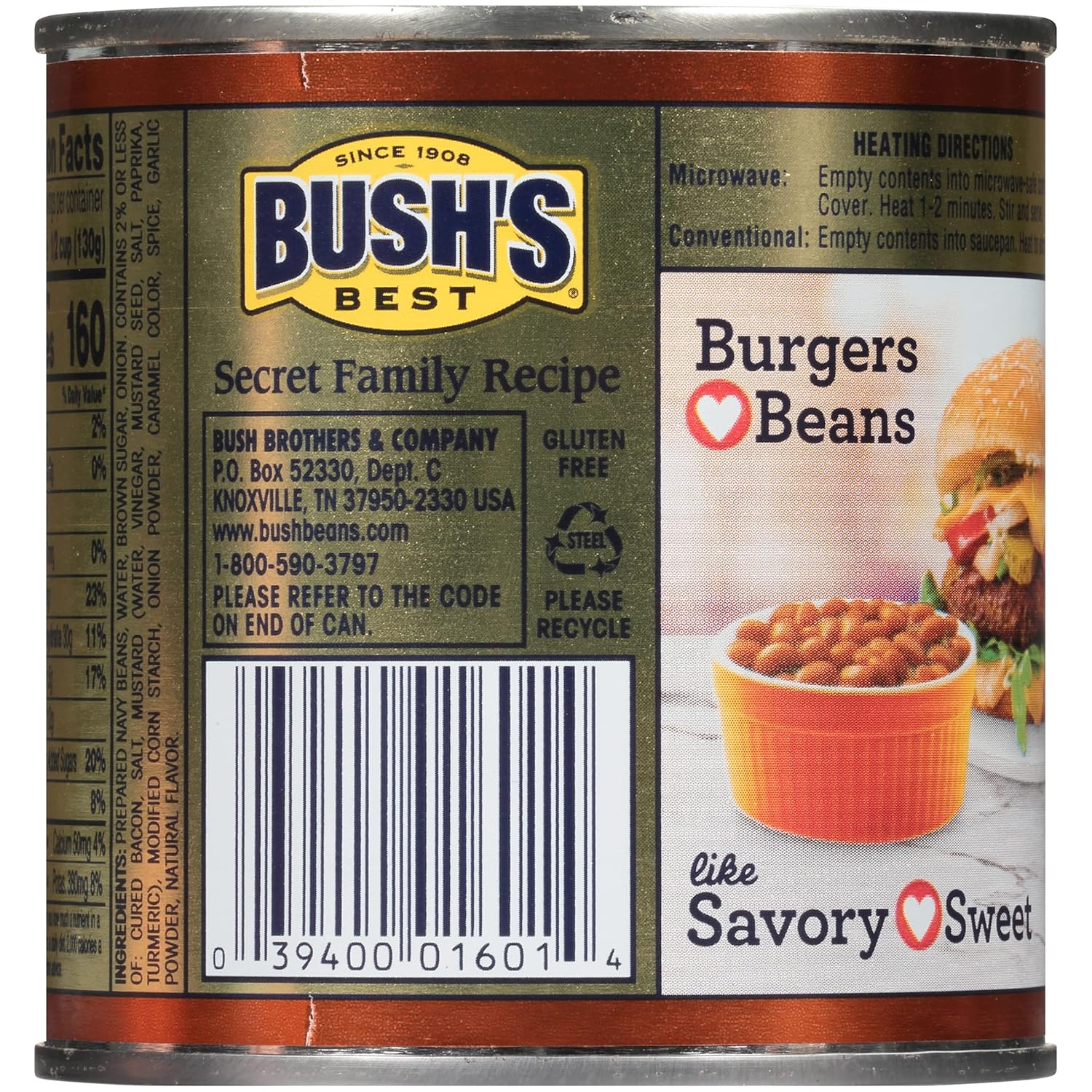 BUSH'S BEST 16 oz Canned Onion Baked Beans, Source of Plant Based Protein and Fiber, Low Fat, Gluten Free, (Pack of 12)5
