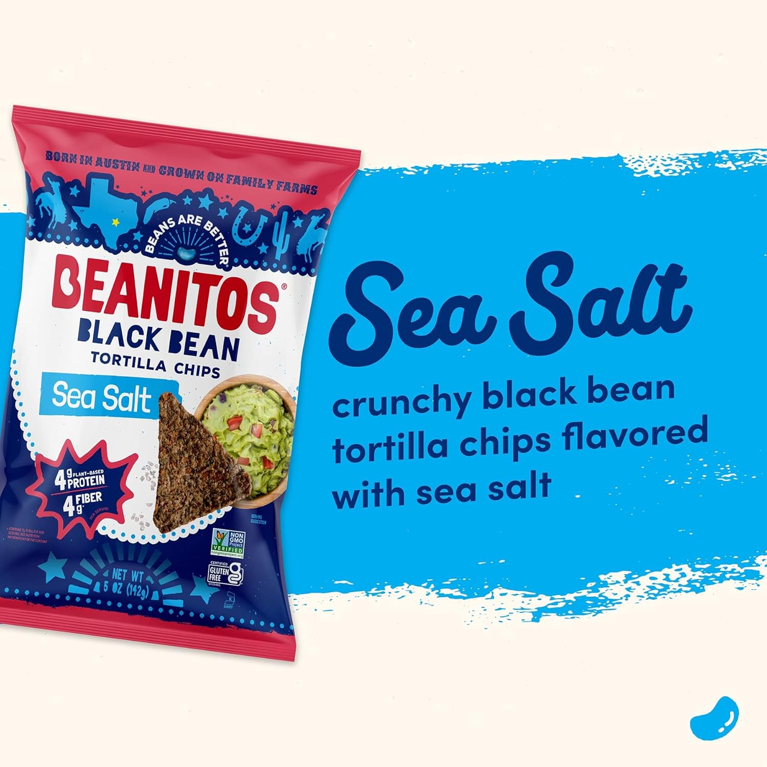 Beanitos Black Bean Chips - Original Sea Salt - (6 Pack) 5 oz Bag - Black Bean Tortilla Chips - Vegan Snack with Good Source of Plant Protein and Fiber1
