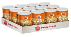 Better Made Potato Sticks 5oz Canister - (Sweet BBQ, 12 Can Tray) Shoestring Potato Sticks - Gluten Free - Crunchy, Crispy Snack from Fresh Potatoes - Resealable Lid